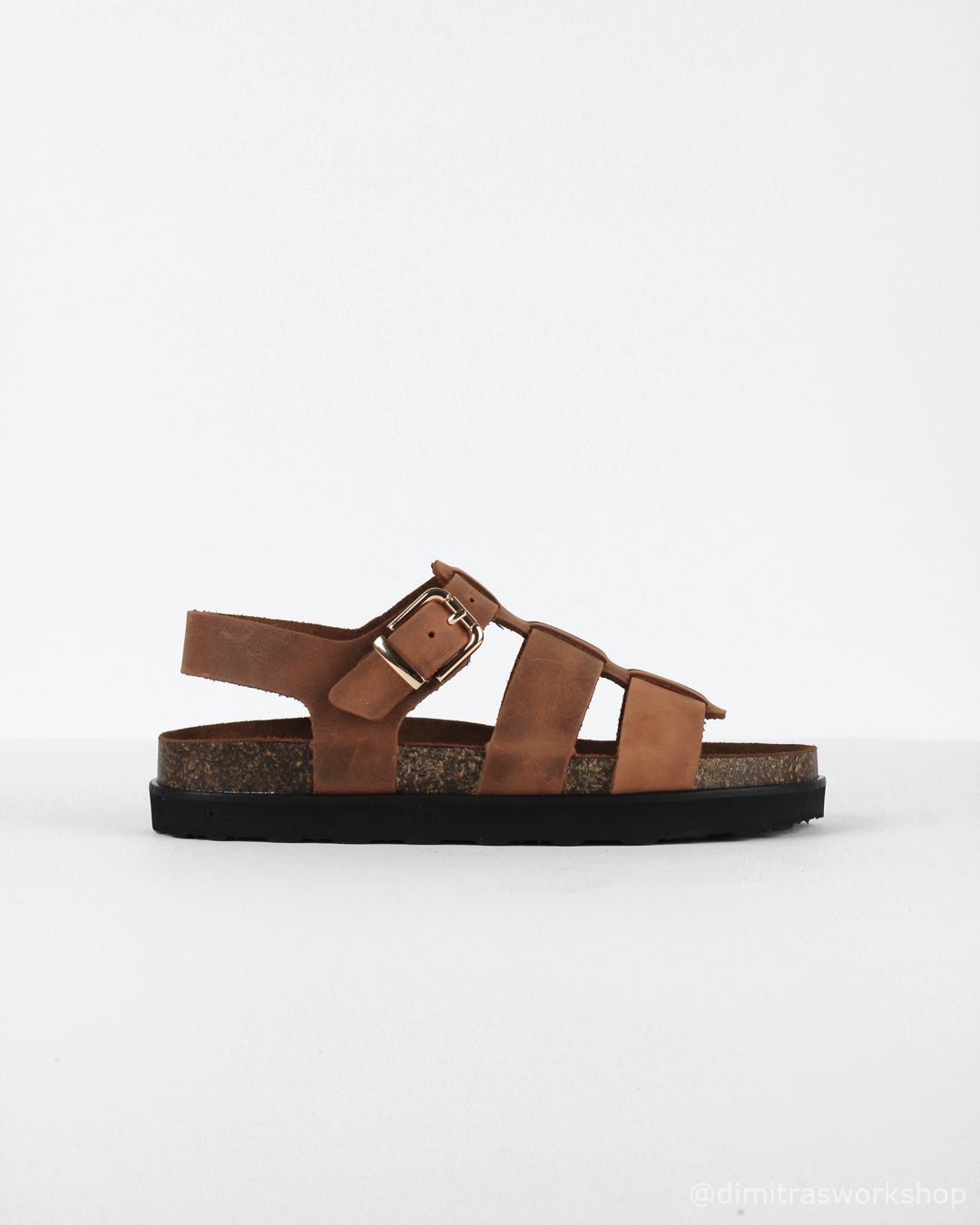 Agistri Brown Leather Comfort Sandals